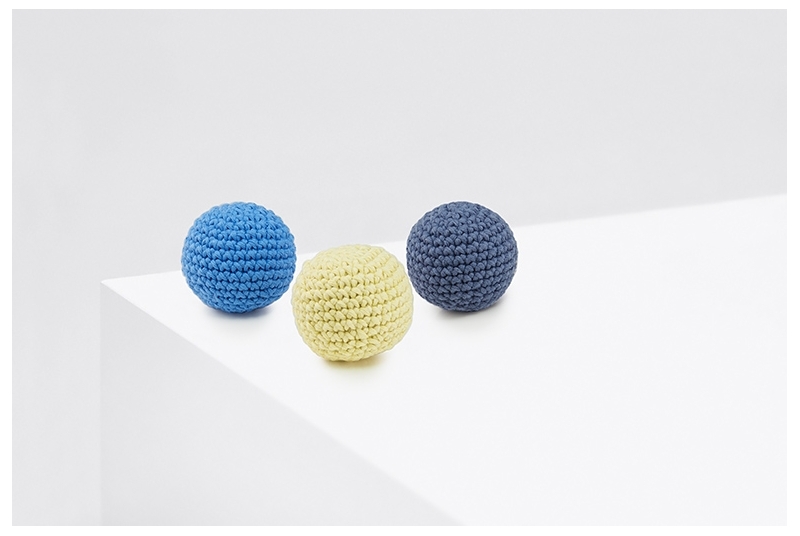 Crochet balls PING PONG lemon&blue